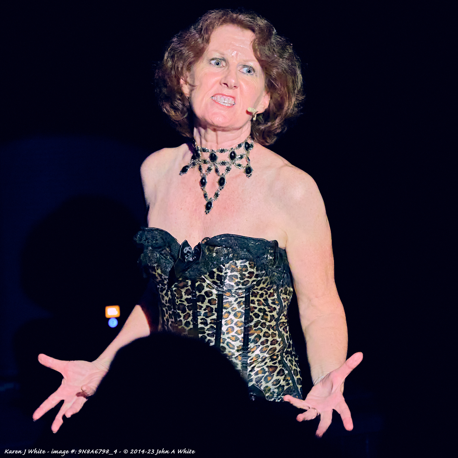 Karen J White - performing on stage